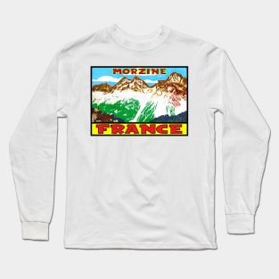 SKIING MORZINE FRANCE VINTAGE TRAVEL SKI MOUNTAINS Long Sleeve T-Shirt